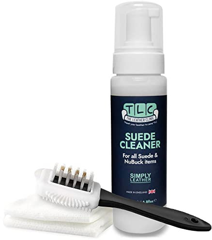 The Leather Clinic Nettoyant pour daim et nubuck 200 ml | Spray détachant mousse pour chaussures, bottes, sacs, vestes, transparent, 200ml