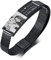 Herren Personalisiert Foto Text Armband l Schwarzer Edelstahl Graviertes Foto & Nachricht Name Stylisch Gittergewebe Band verstellbares ID Armband, individuelles Geschenk für Ehemann Papa Sohn Opa