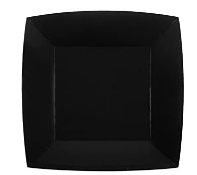 Santex - 10 Assiettes Carton Bio CARRÉES 23CM Noir