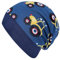 Wollhuhn Öko Warme Kuschelige Winter Jungen/Mädchen Winter Beanie-Mütze Mit Fleecefutter Versch. Motive (aus Öko-Stoffen, Bio) 20220666 (Maxi Traktor/Trecker Dunkelblau/Gelb, M)