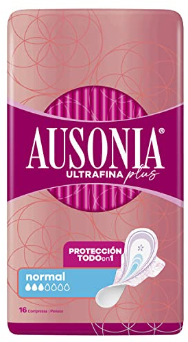 Kompressen mit Flügeln Ausonia Ultrafeiner Plus Normal, Schutz Und Leicht All-in-One, 16 Kompressen