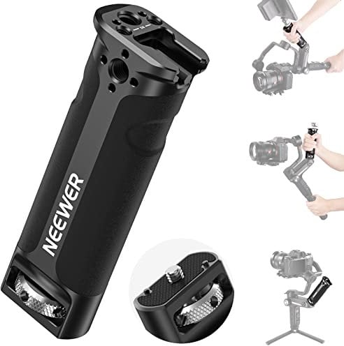 NEEWER Handle Impugnatura per WEEBILL-S, Maniglia con Cold Shoe, Filettatura 1/4, Vite Testa Zigrinata 1/4, Fori ARRI 3/8 e Perni Antitorsione Compatibile con ZHIYUN WEEBILL-S Stabilizzatore Gimbal