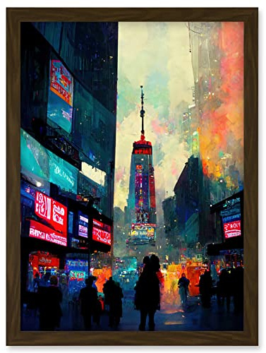 Doppelganger33 LTD Times Square New York Neon Street Artwork Framed Wall Art Print A4