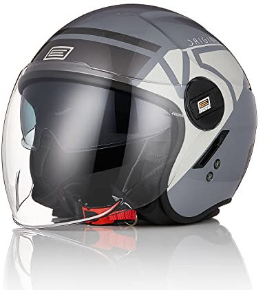 ORIGINE Casco Moto Jet Abierto con Doble Visera Homologado ECE 22-06 para Motocicleta, ATV, UTV, Scooter - Yellow/Black