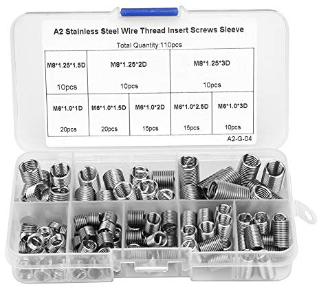Inserti M6 2D 304 Inossidabile 110Pcs M6 M8 1D 3D Filo a Spirale Inserto Filettato Viti Filettate in Acciaio Inossidabile Set di Manicotti