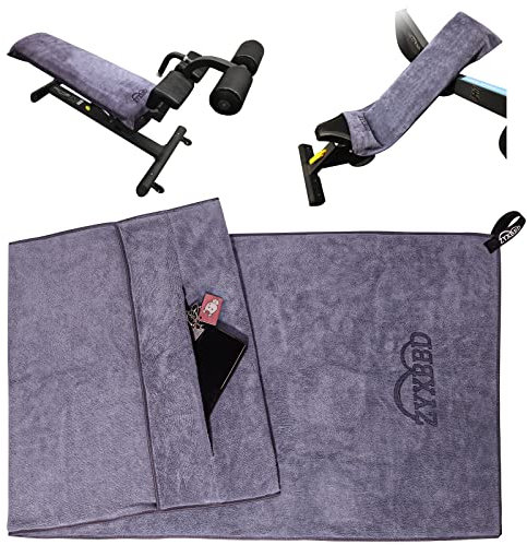 ZYXBBD Fitness Handtuch I Sporthandtuch Fitnessstudio 120x50cm I rutschfest Gym Handtuch mit Fixierung und Reißverschluss Tasche I Mikrofaser Handtuch XL (Lila-, 120 x 50 cm)