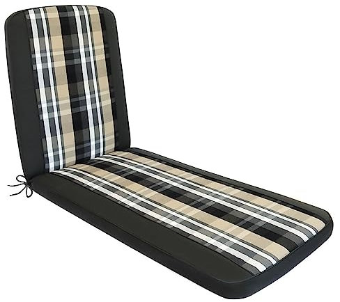 OUTLIV Kettex Mailand Gartenliegenauflage, 200x60 cm, Grau Kariert, hochwertige Sitzauflage für Gartenliegen