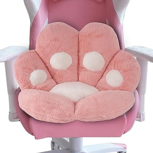FlyGulls Katzenpfotenkissen, Kawaii, Katzenpfotenkissen für Computer, Gaming-Stuhl, bequeme Stuhlkissen für Büro, Plüsch, niedliche Kissen für Raumdekoration (Rosa, 80 x 70 cm)
