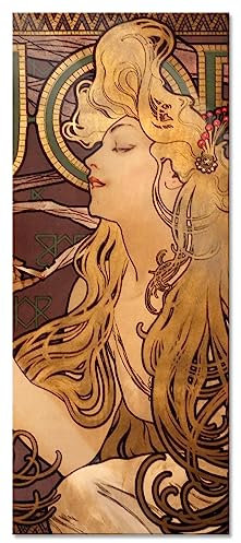 Pixxprint Glasbild Panorama, Wandbild aus Echtglas, Alfons Mucha - Job Cigarettes, 100x40 cm, inkl. Aufhängung und Abstandshalter