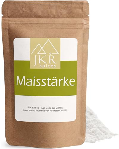 JKR Spices® Maisstärke Pulver 500g | Glutenfreie Speisestärke zum binden | Feine Stärke zum Andicken von Saucen, Suppen und Cremes | Wiederverschließbar | Corn Starch |