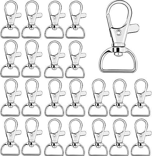 ATB-Foger Lot de 30 porte-clés mousquetons pivotants en D - Largeur intérieure : 20 mm - Pour la fabrication de bijoux