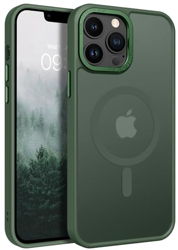 BENTOBEN Custodia per iPhone 13 Pro Max, custodia magnetica per iPhone 13 Pro Max [compatibile con MagSafe] traslucida opaca antiurto custodia protettiva per iPhone 13 Pro Max 6,7 pollici, verde scuro