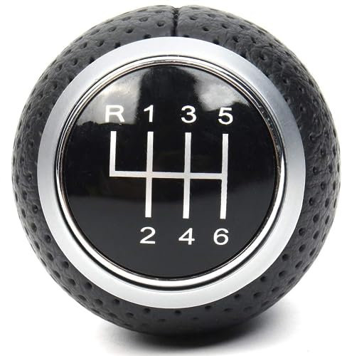 AUTOZOCO Pomo de 6 cambios marcha coche con perilla, Pomo cambio de marchas, Compatible con Audi A1 A3 A4 A5 B6 B7 B8 A6 S4 8K A5 8T Q2 Q3 Q5 8R S Line Passat Golf MK4 Seat Leon Ibiza 6J, Negro plata