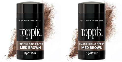 TOPPIK Fibres Capillaires Densifiantes à base de Kératine, Châtin foncé - 3g - Cheveux à l'Aspect Naturellement plus Epais – Pour densifier Racines, Ligne Frontale, Barbe, Calvitie (Lot de 2)