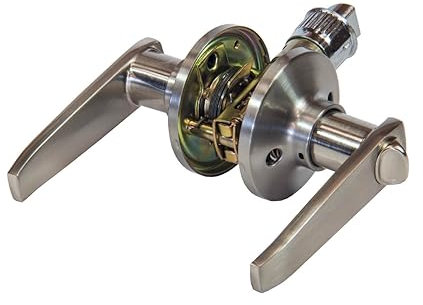 Mystatic Static Caravan Interior Door Handle Set with Privacy Lock Satin Nickel