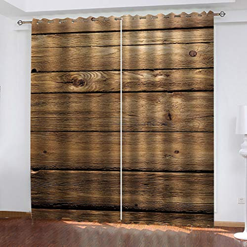 Rideaux Et Draperies Intérieurs, Rideaux Panneaux en Bois Vintage Moderne 3D Imprimé Motif Rideaux Thermiques Isolants Anti Froid 200x200 Cm Rideau Occultants À Oeillets pour Chambre, 2 Panneaux