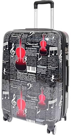 Divergent Retail DR607 Hartschalen-Reisegepäck mit klassischer Musik, bedruckt mit vier Rädern, Musikdruck, Medium: H: 66 x L: 42 x W: 24 cm, Leichtgewichtig mit vier Rädern