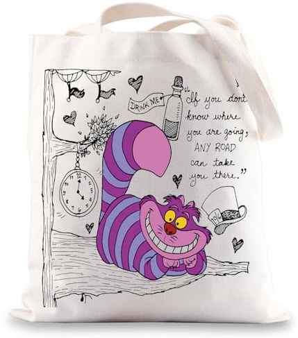 BWWKTOP Lustige Katzen-Tragetasche, Katzenfilm-Fans, Geschenk, Aufschrift Any Road Can Take You There Drink Me, Cartoon-Merch (Drink Me)