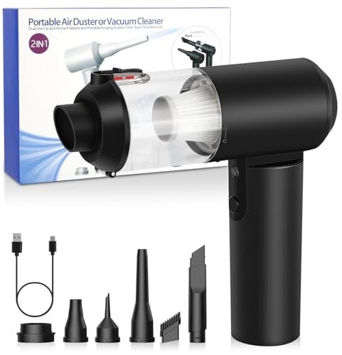 Aire Comprimido Limpieza Pc, Air Duster, Aire Comprimido, Soplador de Aire Eléctrico, Soplador Aspirador Portatil, Motor Sin Escobillas 78000 RPM Max, con Luz LED, Para PC, Teclado, Coche