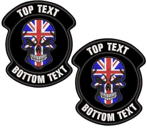 misscase Custom Name Patches Embroidered, 2PCS Embroidery British Flag Name Patch, Iron on/Hook & Loop Name Patch for Multiple Clothing Vest Jackets Work Shirts Backpacks (QZ BK Frame)