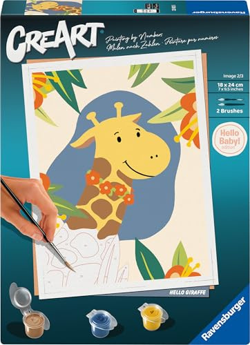 Ravensburger CreArt Giraffe - Malen nach Zahlen für Erwachsene | DIY Malset mit Pinsel und Acrylfarben, 18 x 24 cm, Geschenk für Frauen und Männer