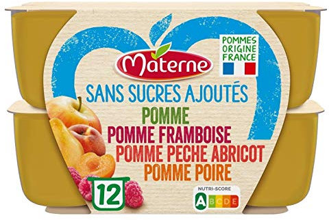 Materne Panache Jaune Sans Sucres Ajoutés - Pack de 12 Gourdes 100g (1200g) - Savourez la Fraîcheur des Fruits Naturels! Compotes et Crèmes Desserts - Le Lot De 3