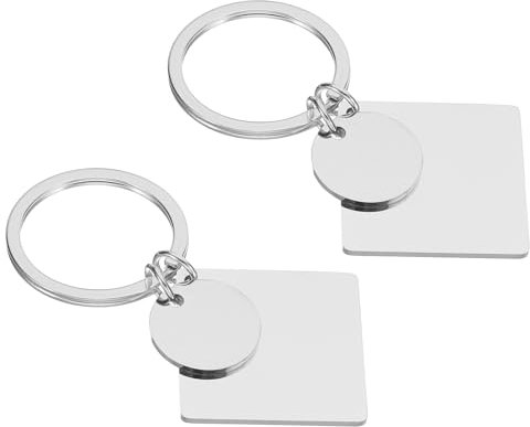 PATIKIL 2 Pcs de Placas de Estampado de Metal, Placas de Estampado Cuadradas para Llaveros en Acero Inoxidable para Grabado Laser, Tono Plateado