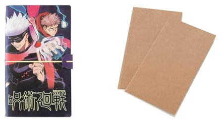 Grupo Erik Reisetagebuch zum Selberschreiben Jujutsu Kaisen Manga Bullet Journal Dotted Notizbuch + Ersatz Nachfüllpack Dotted Notebook 12x19,6 cm 40 Seiten liniert und 40 Seiten mit Punktraster