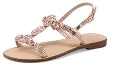 QUEEN HELENA Sandali Gioiello Bassi con Strass Donna Y6016 (Oro Rosa, Sistema Taglie Calzature EU, Adulto, Donna, Numero, Media, 38)