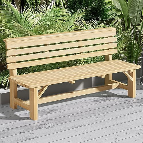 SORVA Gartenbank aus Holz, Parkbank für draußen, Terrassenbank, Zweiersessel für Park, Veranda, Stabiler Park-Terrassensitz für 1–3 Personen, Bankstuhl, langlebig, 500 kg Tragkraft (Farbe: Holz, G