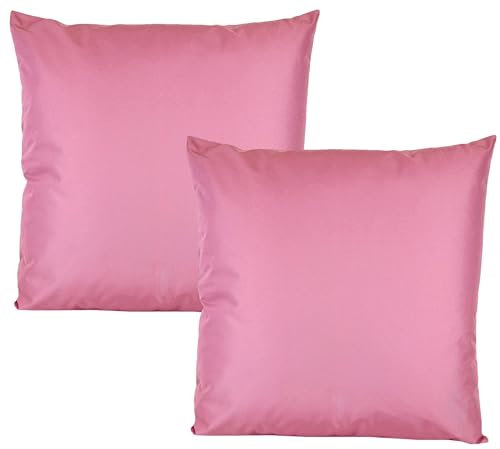 JACK 2er Set Outdoor Kissenhülle Kissenbezug 50x50cm Wasserfest Sitzkissen Lounge Kissen Garten Stuhl Lotus Effekt, Farbe:Weinrose