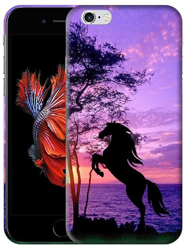 GlamCase for iPhone 6 / 6S, iPhone 6 / 6S Case - Horse Design Printed Slim & Sleek Cute Hard Plastic Snap on Protective Designer Back Phone Case/Cover for iPhone 6 / 6S White