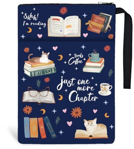 Hobbspring Copertina libro gatto caffè, Poliestere, Cerniera, Tasca frontale, 34 x 24 cm