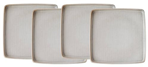 BUTLERS Teller 26x24cm 4er Teller Set HENLEY Steinzeug Geschirr | Speiseteller Dinnerteller Essteller Deko-Teller | Landhausstill reaktive Glasur | Mikrowellen- & spülmaschinenfest