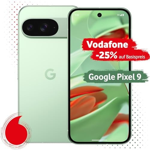 Google Pixel 9 mit Vodafone Vertrag | Aktion: 25% Basispreis-Rabatt | 24 Mon. Vertragslaufzeit | in Wintergreen | mit 128 GB Speicher