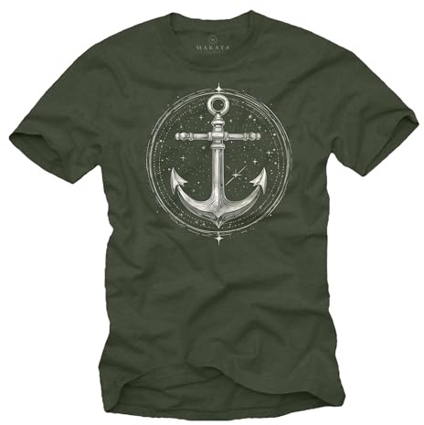 MAKAYA T-Shirt mit Anker für Herren Vintage Style Space Design Motiv Anchor Print