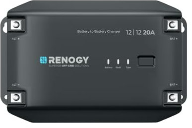 Renogy DC to DC Battery Charger 12V 20A, Intelligent Converter for Flooded, Gel, AGM, and Lithium Batteries, for RVs, Truck, Motorhome, Commercial Vehicles, Boats and Yachts