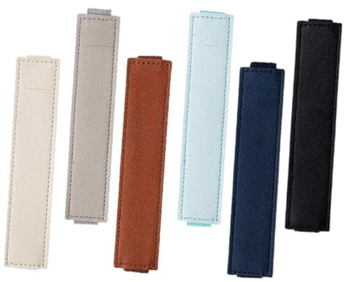 ETHZZLE 6pcs Capacitive Pen Protective Cover Pu Leather Elastic Band Pen Pouch for Notebook