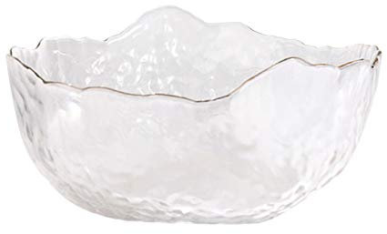 Glass Bowl Set of 2 Irregular Edge Salad Fruit Rice Bowls Clear Glass 8 inch Diameter