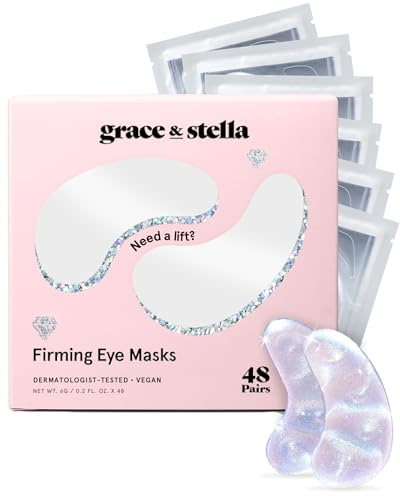 grace & stella Peptide Under Eye Patches with Niacinamide & Rice Extract - Firming Eye Masks for Dark Circles and Puffiness - Gel Mask for Firmer-Looking Skin - Vegan, Cruelty-Free (White, 48 Pairs) | Firming Eye Masks for Dark Circles and Puffiness - Spa Gifts for Women - Vegan, Cruelty-Free (White, 48 Pairs)