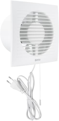 Vent Systems 125 mm Elektrischer Badlüfter mit Kabel + Schalter - Wand-, Deckenmontage – Kunststoff Luft Abluftventilator – Klimagerät Lüfter für Haus - Bad, Küche, Werkstatt, Keller