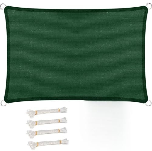 Tenda Parasole a Vela Giardino 150 x 500 cm, Protezione Solare e Uv, Antistrappo, Traspirante, Antivento, Tenda a Vela Ombreggiante, per Balcone, Terrazza, Verde Scuro