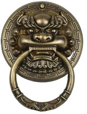 DUNSBY Battente 1 Pz 300 Millimetri Vintage in Ottone Pressofusione Testa di Leone Battente Maniglia della Porta in Legno Massello di Vetro Villa Cortile Cancello Anello Maniglia della Porta(16mm)