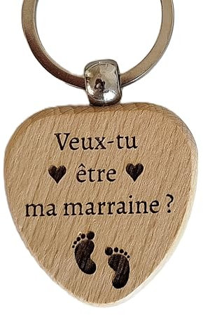 Porte-clé en Bois Gravé Personnalisé Veux-tu être ma Marraine ? - Cadeau Unique pour Demande Marraine Originale