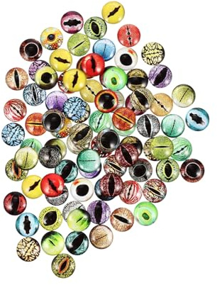 SAFIGLE 100 pièces Patches Yeux Verre Ronds pour Création Bijoux et Accessoires Poupées DIY Motifs Variés pour Décorations Artisanales et Jouets Faits Main