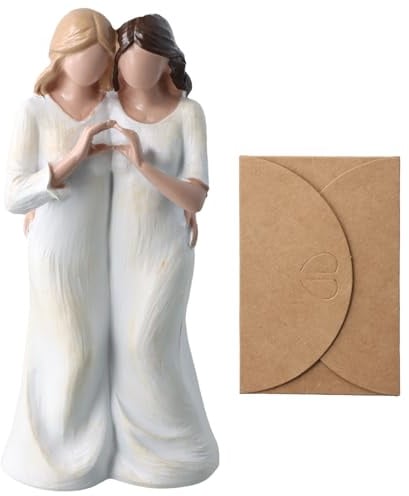Aohyue Schwesterstatue, Freundschafts Geburtstagsgeschenk für Schwestern und Beste Freunde, Zwei Frauen Statuen, Skulpturen Handgemalte für Frauen, Geeignet als Heimdekoration, Muttertag