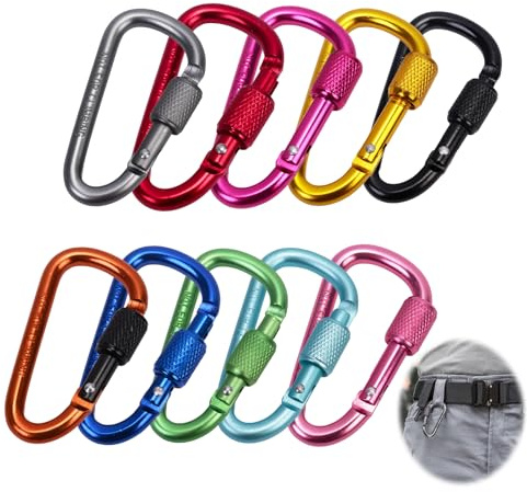 10 Stück Karabinerhaken 5.8cm Bunt Mini Schraubkarabiner Anhänger Outdoor | Mehrfunktionale Schlüssel, Camping Angeln Wandern, Rucksacktourismus, Farben sortiert, robust vielseitig verwendbar
