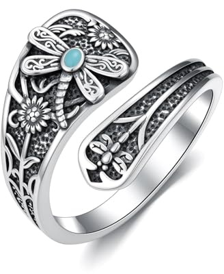 PROESS Löffel/Berserk/Memento Mori Ring 925 Sterling Silber Verstellbarer Offener Ringe Totenkopf Ring Memento Mori Schmuck Geschenk für Damen Herren