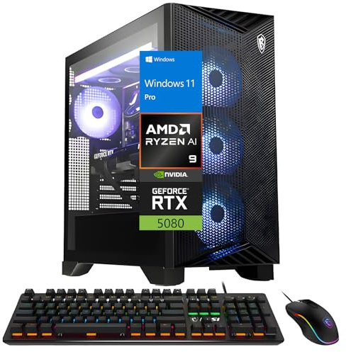 MSI Aegis ZS2 Gaming Desktop PC, GeForce RTX 5080 16 GB, AMD Ryzen 9 9900X 12-Core, 32 GB DDR5, SSD NVMe de 2 TB, refrigeración líquida de 360 mm, Wi-Fi 7, 850W 80+ Fuente de alimentación, Oro