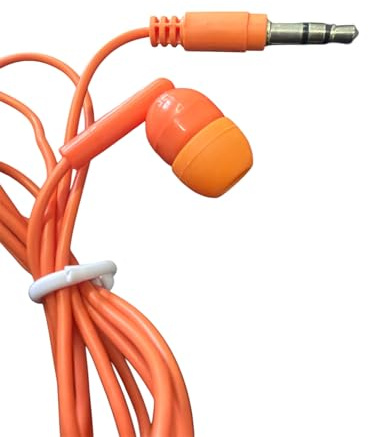 Generico Confezione da 100 Auricolari Monouso In-Ear, Arancione, Cavo 80 cm, Jack 3,5 mm, Singolarmente Imbustati